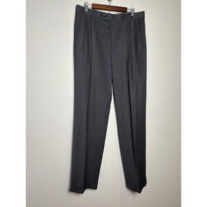 Alan Flusser Mens Dress Pants 36x34 Gray Pleated Cuffed Wool Blend